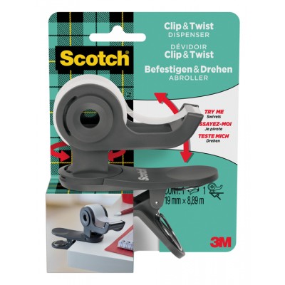 DISPENSER CLIP SCOTCH + 1ROL 19X8.89M MAGIC TAPE