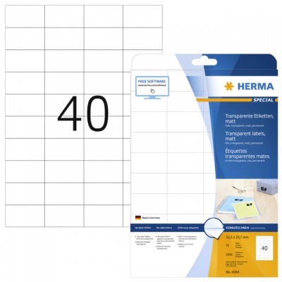 ETIKET HERMA 4684 A4 52.5X29.7MM TR FOLIE PERM
