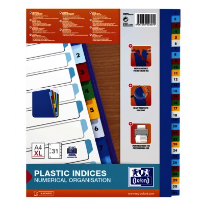 TABBLADEN OXFORD A4+ 11R PP 1-31 KLEUR