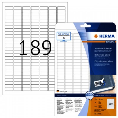 ETIKET HERMA 10001 25.4X10MM VERWIJDERBAAR WIT
