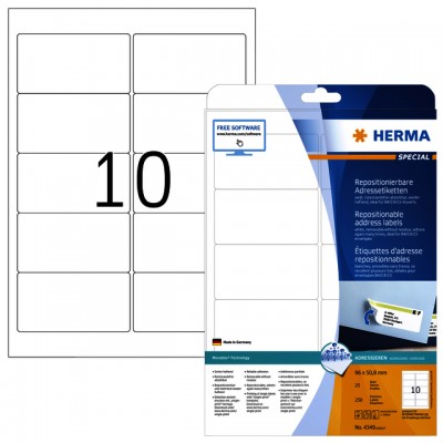 ETIKET HERMA 4349 96X50.8 VERWIJDERBAAR WIT