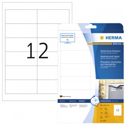 ETIKET HERMA 4595 970X423MM A4 POLYESTER WIT