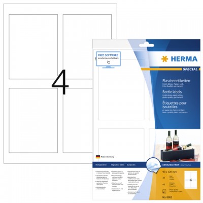 ETIKET HERMA 8882 90X120MM A4 GLOSSY WIT