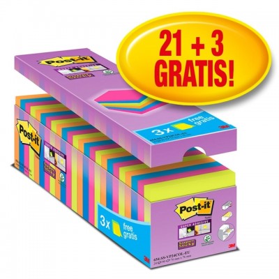 MEMOBLOK 3M POST-IT SS 654 76X76MM 21+3 GRATIS ASS