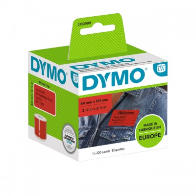 LABEL ETIKET DYMO 2133399 54MMX101MM 220STUKS ZWART/ROOD