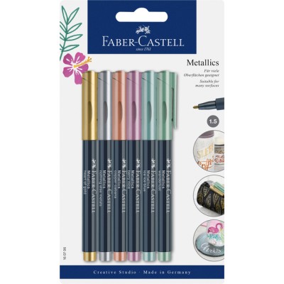 VILTSTIFT FABER CASTELL METALLIC BLISTER A 6 STUKS