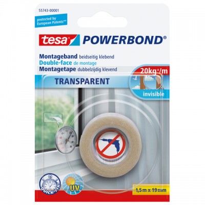 POWERBOND TESA 55743 MONTAGETAPE TRANSP 19MMX1,5M