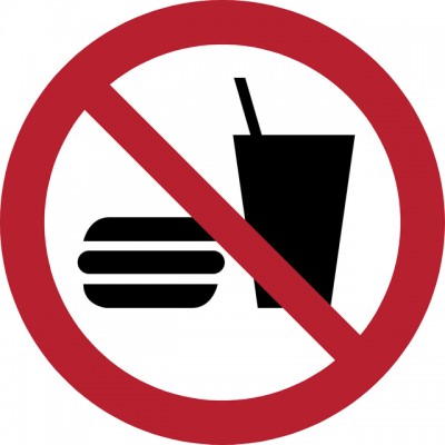 PICTOGRAM TARIFOLD ETEN EN DRINKEN NIET TOEGESTAAN 200MM