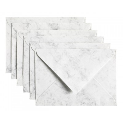 ENVELOP PAPICOLOR C6 114X162MM 6ST MARBLE GRIJS