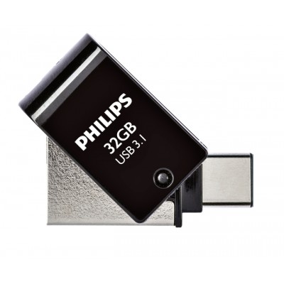 USB-STICK PHILIPS 2 IN 1 USB-C 3.1 32GB ZWART