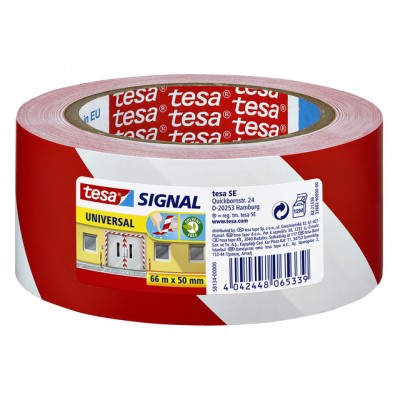 WAARSCHUWINGSTAPE TESA 58134 50MMX66M ROOD/WIT