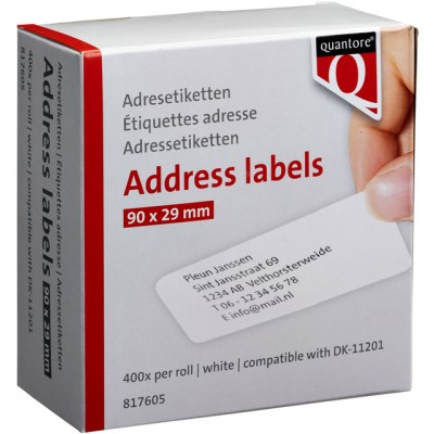 LABEL ETIKET QUANTORE DK-11201 29MMX90MM ADRES WIT