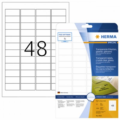 ETIKET HERMA 8016 45.7X21.2MM TRANSPARANT A4 1200ST