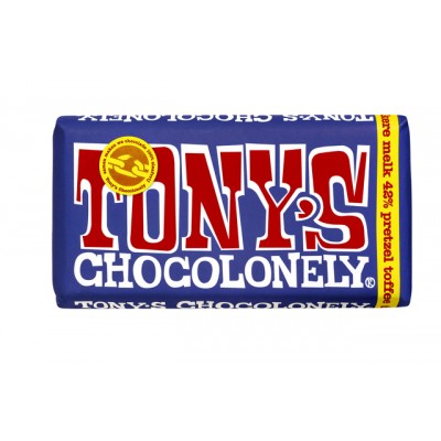 TONY'S CHOCOLONELY DONKER MELK PRETZEL TOFFEE 180GR