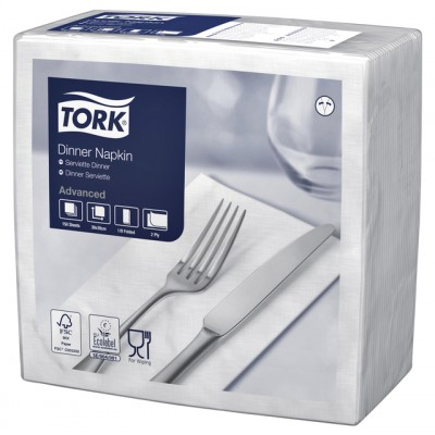 SERVET TORK 39X39CM 477554 DINNER WIT 150 STUKS