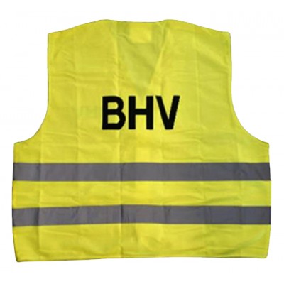 VEILIGHEIDSVEST MET OPDRUK 'BHV' GEEL