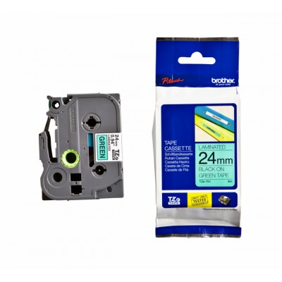 LABELTAPE BROTHER TZE-751 24MMX8M GROEN/ZWART