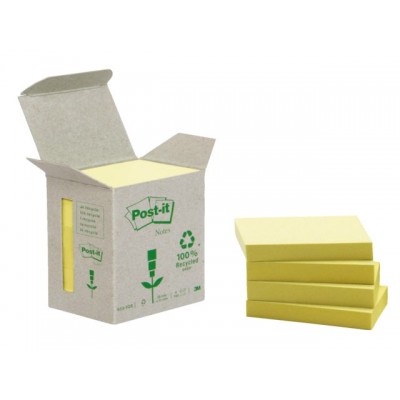 MEMOBLOK 3M POST-IT 653 38X51MM RECYCLE GEEL