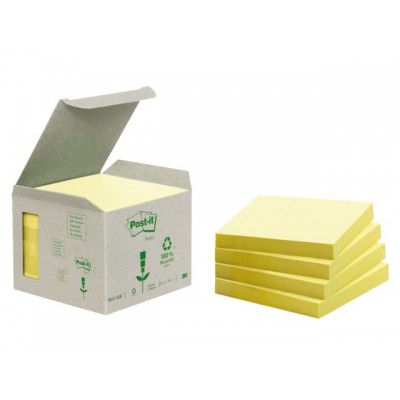 MEMOBLOK 3M POST-IT 654 76X76MM RECYCLE GEEL