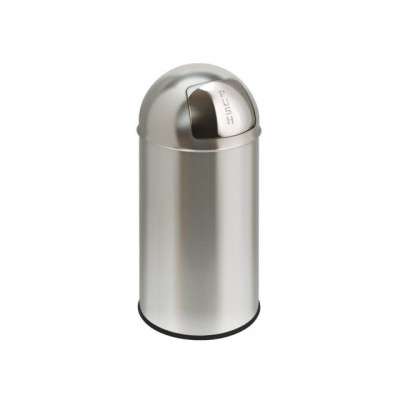 AFVALBAK PUSHCAN 40LITER MET PUSHDEKSEL MAT CHROOM