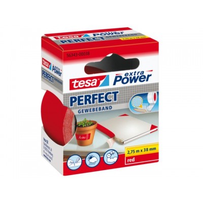 PLAKBAND TESA 56343 38MMX2.75M TEXTIEL ROOD