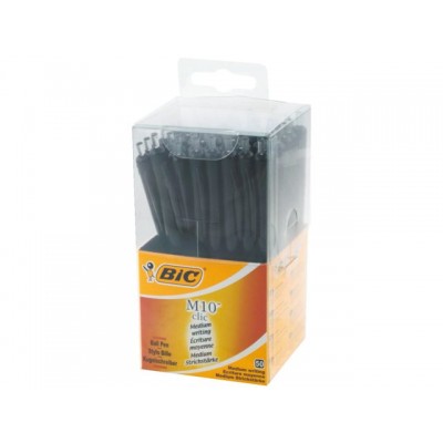 BALPEN BIC M10 CLIC M ZWART IN PLASTIC DOOS