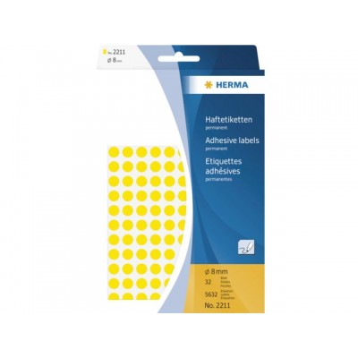 ETIKET HERMA 2211 ROND 8MM 5632ST GEEL