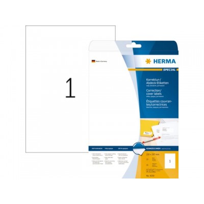 ETIKET HERMA 4230 CORRECTIE 210X297MM A4 25ST WIT