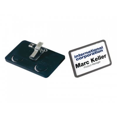 BADGE DURABLE 8130 MET COMBIKLEM 40X75MM ZWART