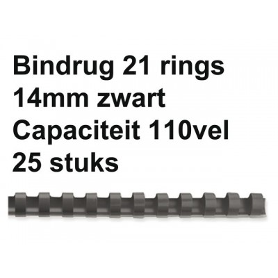 BINDRUG FELLOWES 14MM 21RINGS A4 ZWART