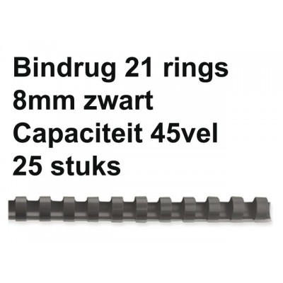 BINDRUG GBC 8MM 21RINGS A4 ZWART