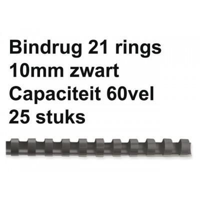 BINDRUG FELLOWES 10MM 21RINGS A4 ZWART