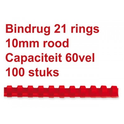 BINDRUG FELLOWES 10MM 21RINGS A4 ROOD