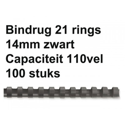 BINDRUG GBC 14MM 21RINGS A4 ZWART