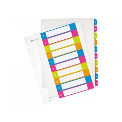 TABBLAD LEITZ WOW INDEX PRINT PP A4+ 1-10