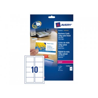 VISITEKAART AVERY C32016-25 85X54MM SATIJN 250ST