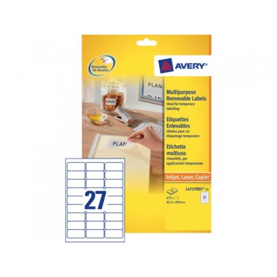 ETIKET AVERY L4737REV-25 63.5X29.6MM 675ST