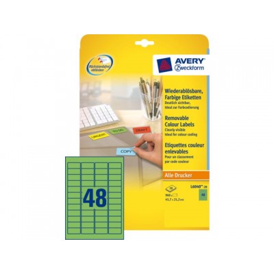 ETIKET AVERY ZWECK L6040-20 45.7X21.2MM GROEN