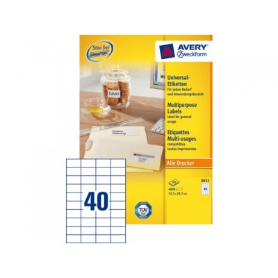 ETIKET AVERY ZWECK 3651 52.5X29.7MM 4000ST