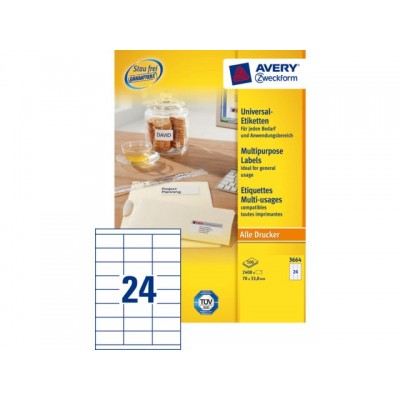 ETIKET AVERY ZWECK 3664 70X33.8MM 2400ST