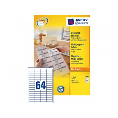 ETIKET AVERY ZWECK 3667 48.5X16.9MM 6400ST