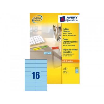 ETIKET AVERY ZWECK 3453 105X37MM 1600ST BLAUW