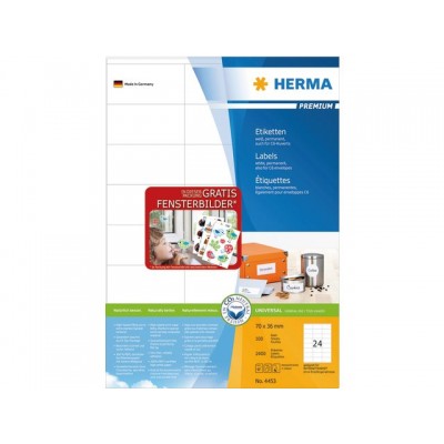 ETIKET HERMA 4453 70X36MM PREMIUM A4 2400ST