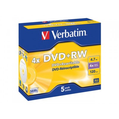 DVD+RW VERBATIM 4.7GB 4X 5PK JC