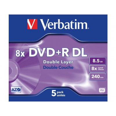 DVD+R VERBATIM 8.5GB 8X DOUBLE LAYER 5PK JC