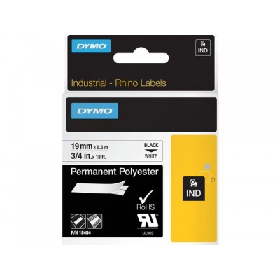 LABELTAPE DYMO 18484 19MMX5.5M RHINO WIT/ZWART