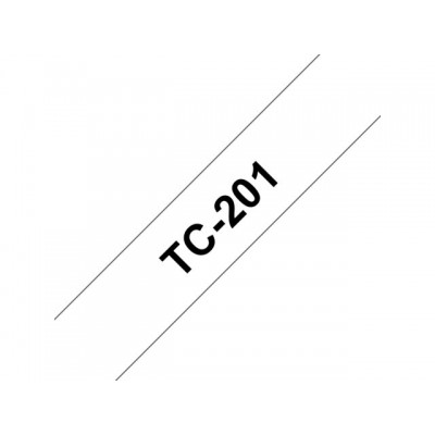 LABELTAPE BROTHER TC-201 12MMX8M WIT/ZWART