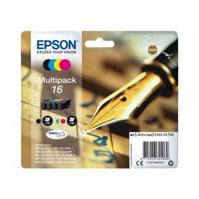 INKCARTRIDGE EPSON 16 T1626 ZWART + 3 KLEUREN