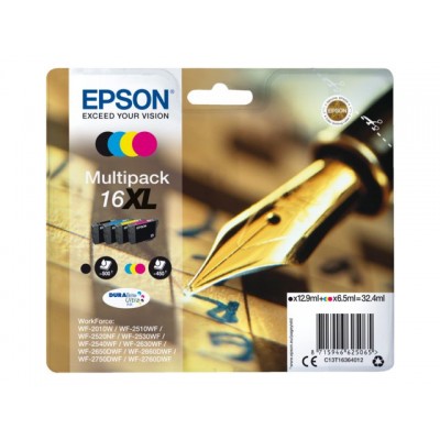 INKCARTRIDGE EPSON 16XL T1636 ZWART + 3 KLEUREN