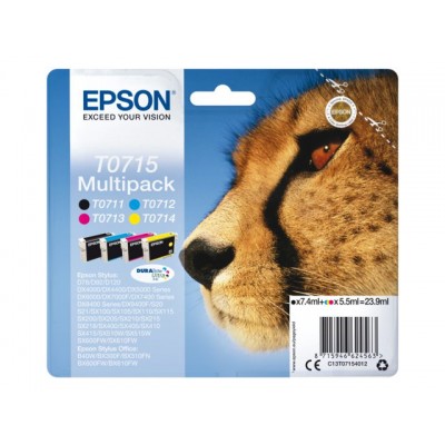 INKCARTRIDGE EPSON T0715 ZWART + 3 KLEUREN